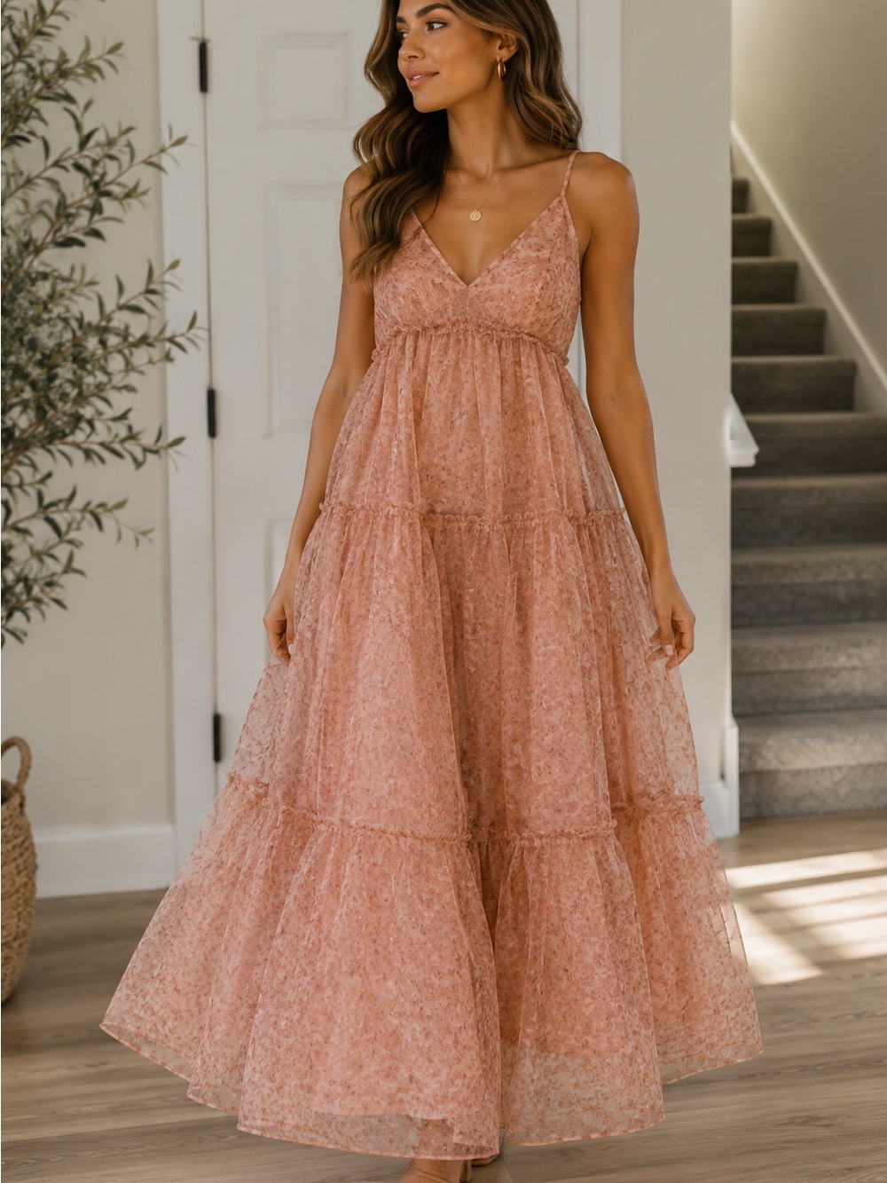 BLOGGER FAVE ZARA Pink Orange Maxi Organza‎ Voluminous Dress
